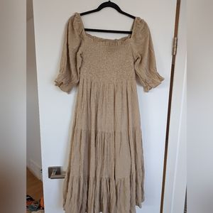 Frank & Oak smocked tiered dress